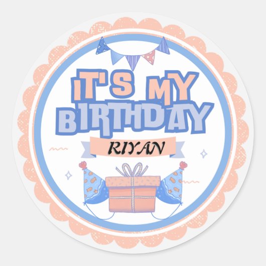 俺の誕生日だ!おもしろいとフェスティバル-パーティーに最適 ラウンドシール (正面)