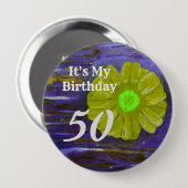 俺の誕生日だ！紫/緑の花の誕生日 缶バッジ (正面&裏面)