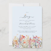 俺は少年だ!ワイルドフラワーモダン、ベビーシャワー 招待状 (正面)