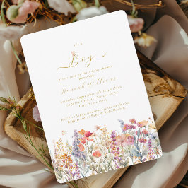 俺は少年だ！ワイルドフラワーモダン、ベビーシャワー 招待状