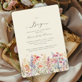 俺は少年だ！ワイルドフラワーモダン、ベビーシャワー 招待状