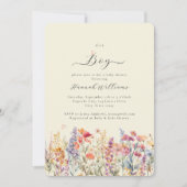 俺は少年だ!ワイルドフラワーモダン、ベビーシャワー 招待状 (正面)