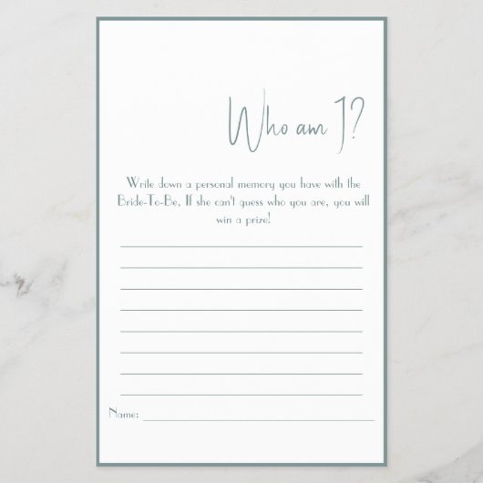 俺は誰だ？シャワーゲームフライヤー チラシ (正面)