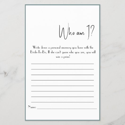 俺は誰だ?シャワーゲームフライヤー チラシ (正面)