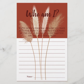 俺は誰だ？パンパブライダルシャワーゲームカード チラシ