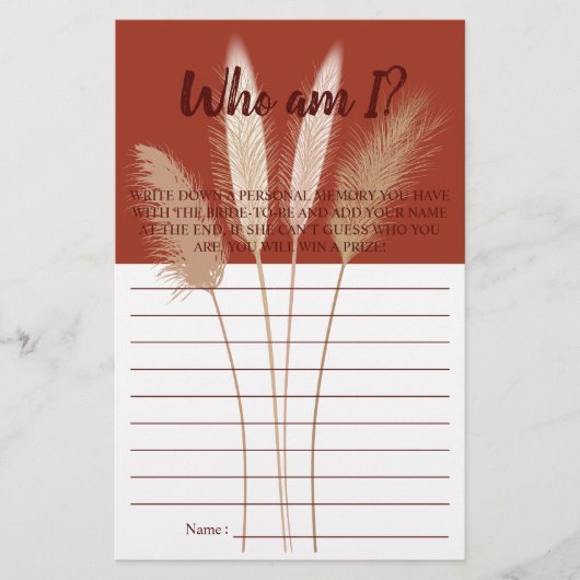 俺は誰だ？パンパブライダルシャワーゲームカード チラシ (正面)