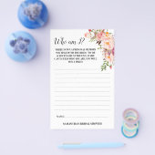 俺は誰だ？ブライダルシャワーピンクフラワーズゲームカード チラシ (シングル)