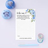 俺は誰だ?ブライダルシャワーブルーフラワーズゲームカード チラシ (シングル)