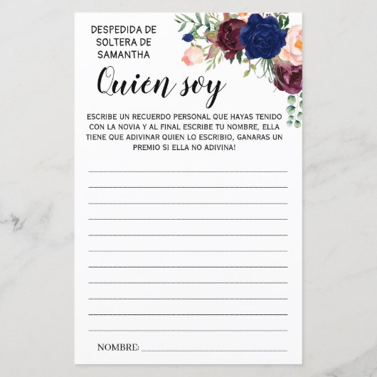 俺は誰だ?ブライダルシャワー英語ゲスペインのーム (裏面)