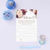 俺は誰だ？マルサラフラワーズブライダルシャワーゲームカード チラシ (シングル)