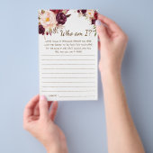 俺は誰だ？マルサラフラワーズブライダルシャワーゲームカード チラシ (ハンドル)