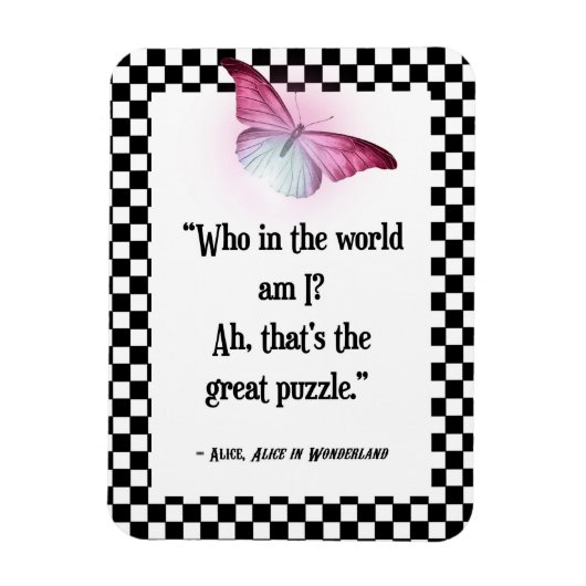 俺は誰だ?ワンダーランドアリス引用文 マグネット (縦)