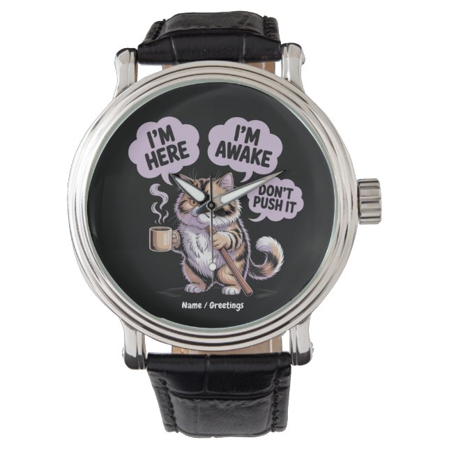俺は起きてるオールドキャットを押すなおもしろいい 腕時計 (正面)