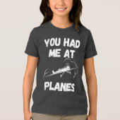 俺は飛行機タイポグラフィ、航空おもしろい、 トライブレンドTシャツ (正面)