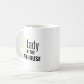 倉庫の女性 – 王冠デザイン コーヒーマグカップ (正面左)