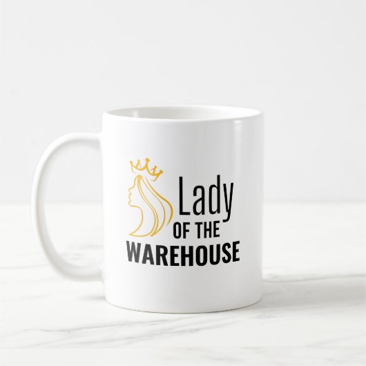 倉庫の女性 – 王冠デザイン コーヒーマグカップ (左)