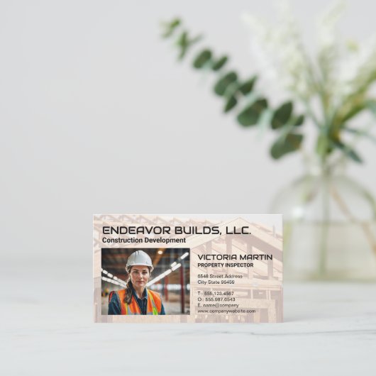 倉庫の建築作業者 名刺 (スタンド正面)