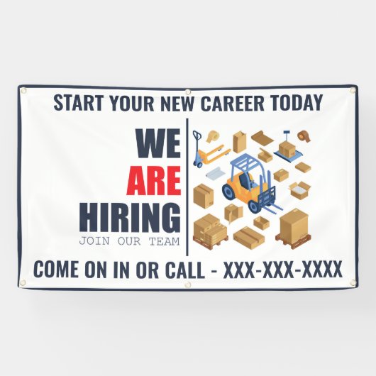 倉庫カスタマイズの仕事を大きなバナーで採用 横断幕 (横)