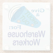 倉庫労働者に大声で叫ぶ ガラスコースター (裏面)