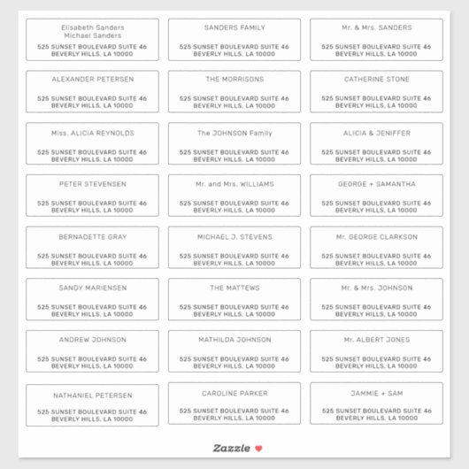 個々のカスタムゲストメール住所 シール (シート)
