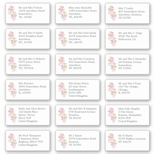 個々のゲスト名アドレス春の花 シール (正面)