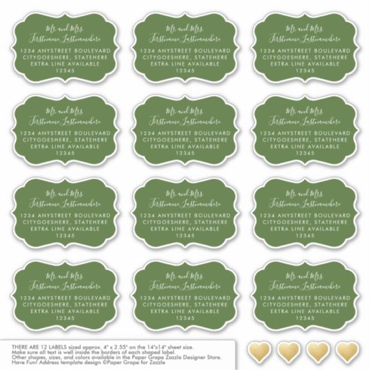 個々の宛名ラベル固有の図形（緑） シール (正面)