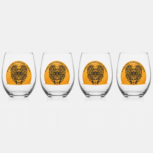 個々の患者にユーモアをもたらす ステムなしワイングラス (正面)