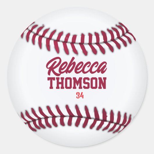 個々の選手ギフトのための野球ギフトラベル ラウンドシール (正面)