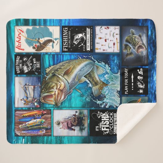 個人おもしろいの漁師の魚釣り愛好者への贈り物 シェルパブランケット (正面(横))