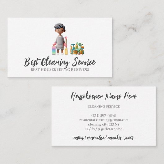 個人おもしろい漫画の男性の清掃 名刺 (正面/裏面)