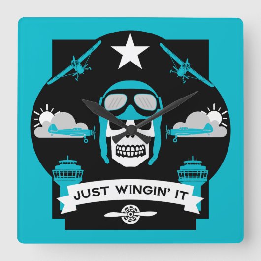 個人および商用パイロットギフト スクエア壁時計 (正面)