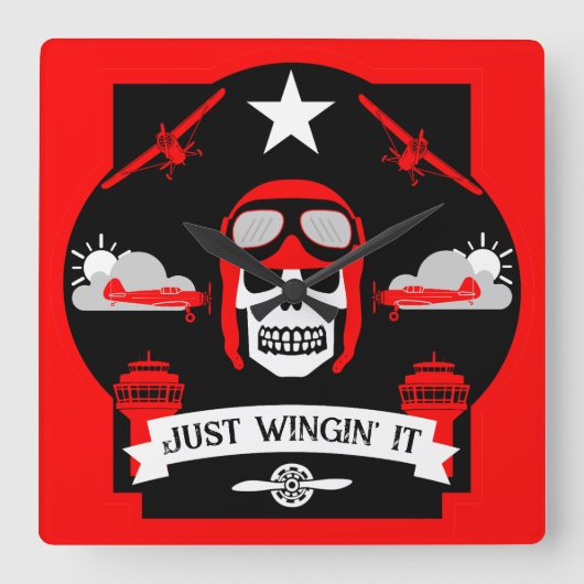 個人および商用パイロットギフト スクエア壁時計 (正面)