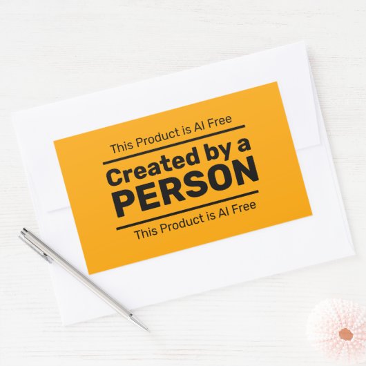 個人によって作成 – AIフリー – オレンジ色のカスタム文字 長方形シール (封筒)