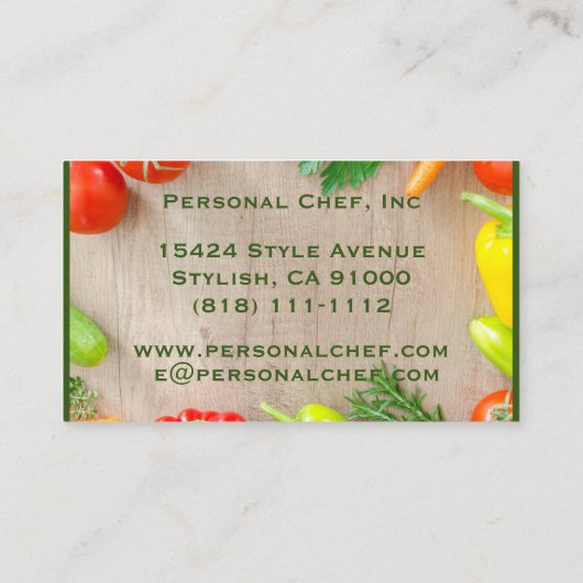 個人のシェフの名刺 名刺 (裏面)