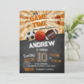 個人のモダンすべてのスタースポーツの誕生日 招待状 (スタンド正面)