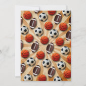 個人のモダンすべてのスタースポーツの誕生日 招待状 (裏面)