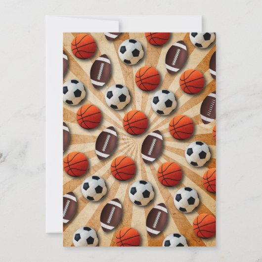 個人のモダンすべてのスタースポーツの誕生日 招待状 (裏面)