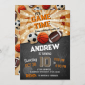 個人のモダンすべてのスタースポーツの誕生日 招待状 (正面/裏面)