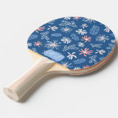 個人のユニーク青スタイリッシュとピンクのフローラ 卓球ラケット (正面アングル)