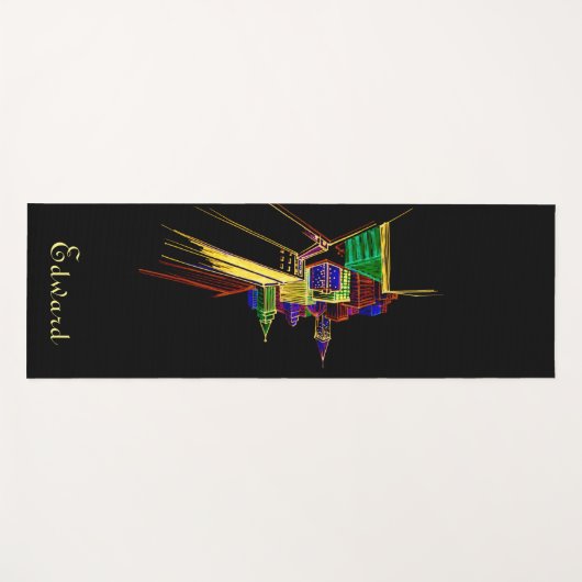 個人の健康フィットネスは彼のために黒と黄色 ヨガマット (正面(横))