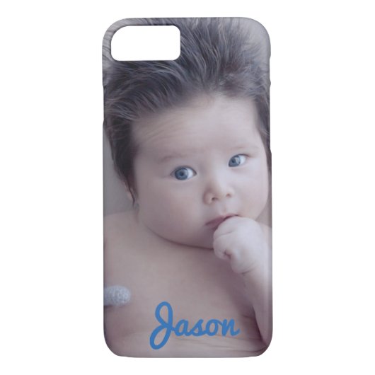 個人の写真と青の文字 Case-Mate iPhoneケース (裏面)