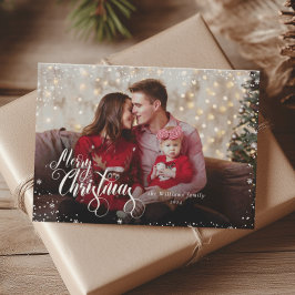 個人の写真 メリークリスマス 緑のホリデーカード シーズンカード