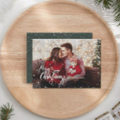 個人の写真 メリークリスマス 緑のホリデーカード シーズンカード