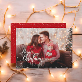 個人の写真 メリークリスマス 赤い ホリデーカード