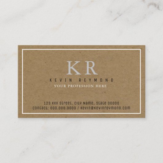 個人の基本的フェイクなクラフトブラウン表示 名刺 (正面)