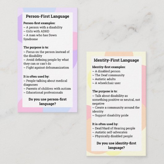 個人の最初のIDの最初の比較 名刺 (正面/裏面)