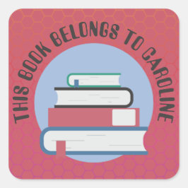 個人の本のしおり, 本, 積み重ねられた本, 教科書 スクエアシール