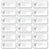 個人の結婚ゲスト名アドレスブルー花模様 シール (正面)