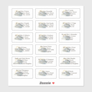 個人の結婚ゲスト名アドレス青グラデーション シール