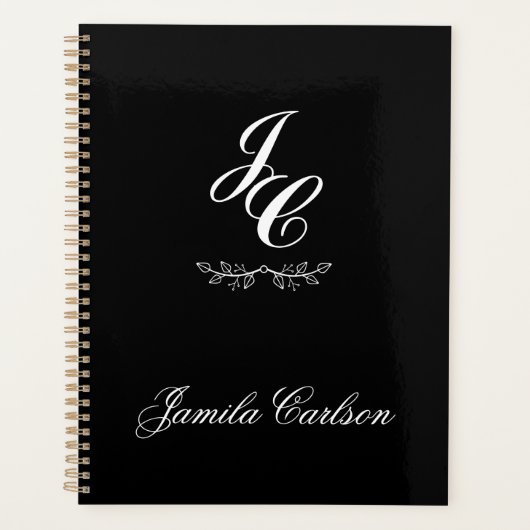 個人イニシャルと名前のミニマリスト プランナー手帳 (正面)